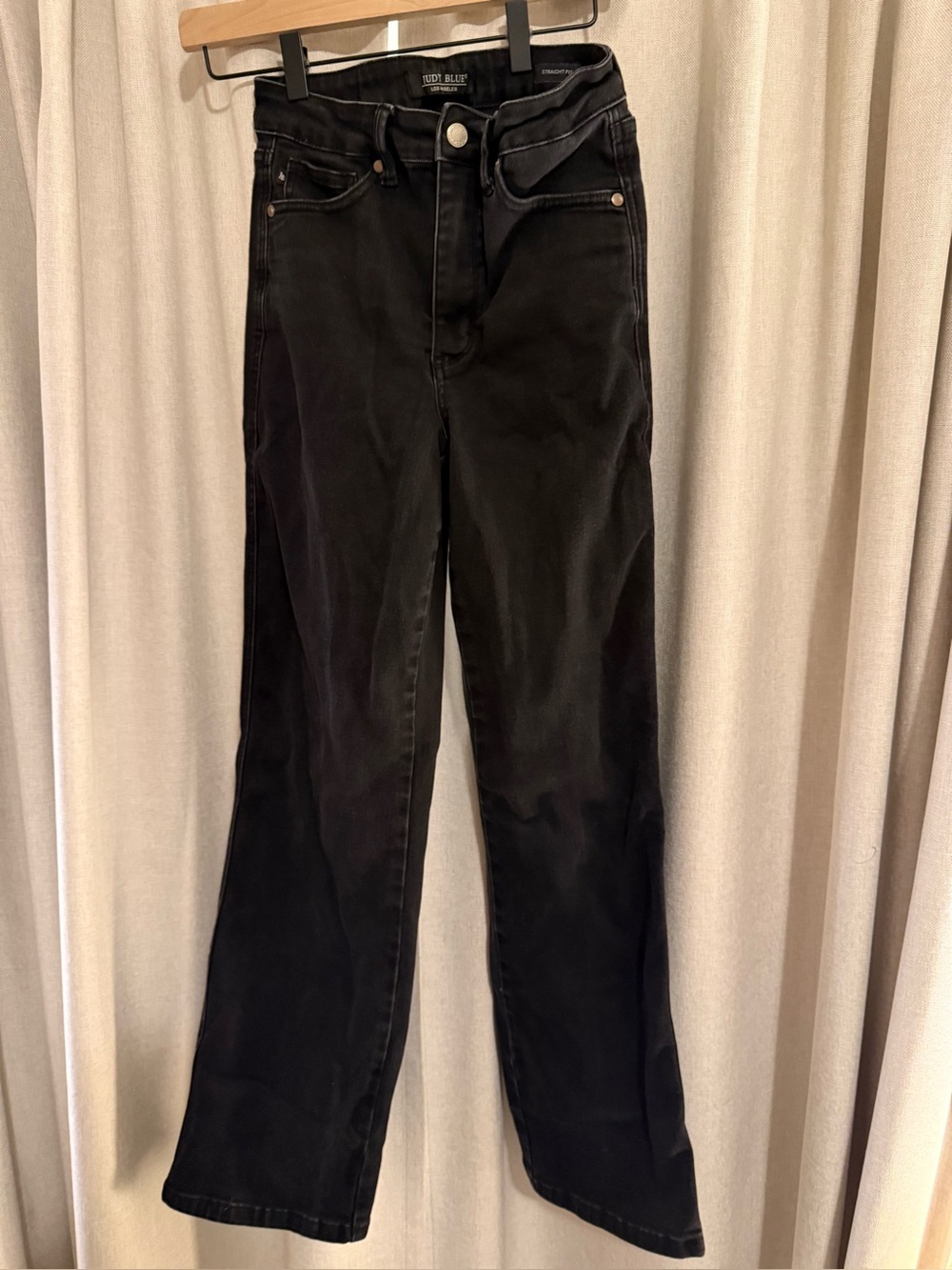 Judy Blue Women's Faded Black High-Rise Straight Jeans 5/27